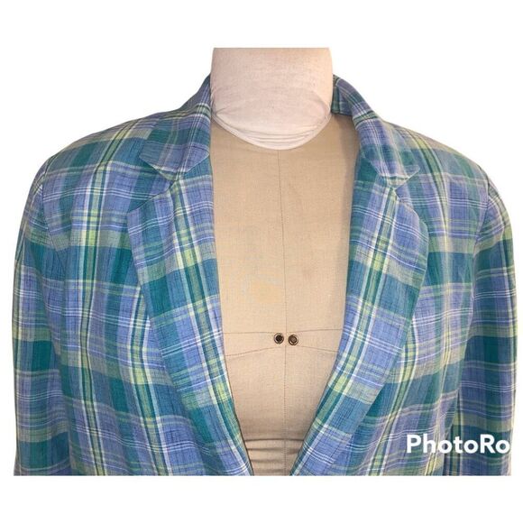 Appleseed’s Plaid 2-Button Blazer Sz. 12 Lined Lightweight Spring - Picture 3 of 9